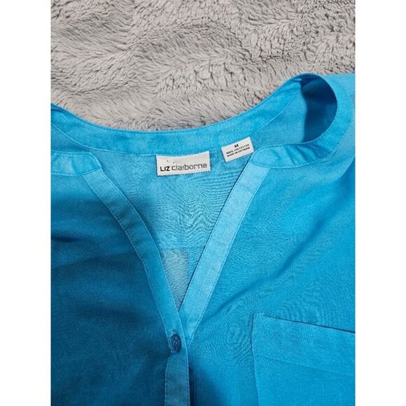 Liz Claiborne Sheer Ombre 3/4 Sleeve Blouse Medium - Picture 3 of 5